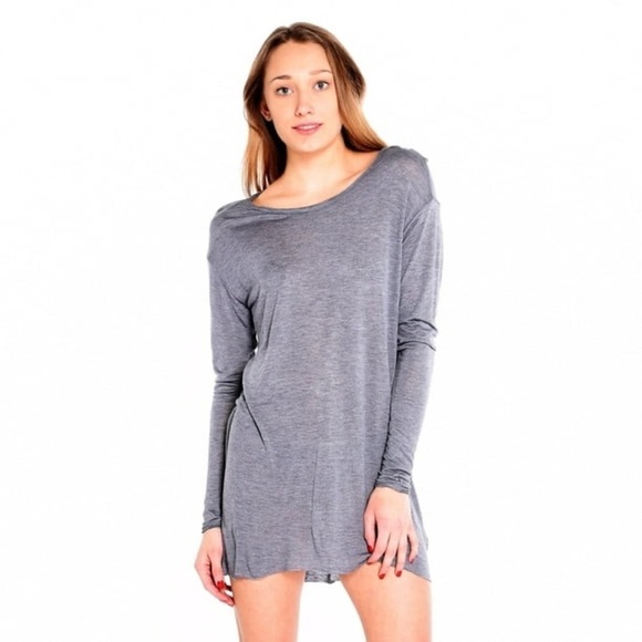 Revolve One Teaspoon T-shirt Dress Soho Wool Blend Long Sleeves Light Grey XS - Picture 1 of 12